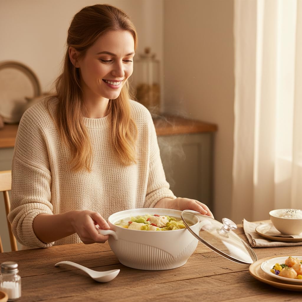 食器  soup bowl Amazon.com | ZXTINGSHOP 1500ML 1.59Qt Ceramic Soup Bowls with